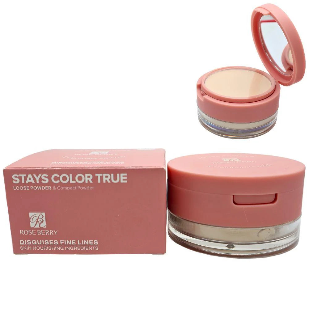 ROSE BERRY Stays Color True Loose and Compact Powder