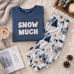 Winter Pajama Set Snow Much Blue Top & Printed Pants