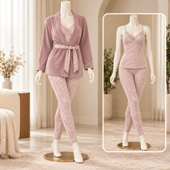 Dusty Rose 3 Pcs Pajama Set