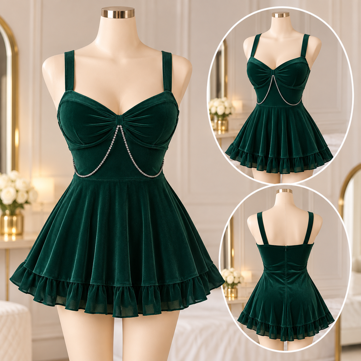 Emerald Green Short Nightdress