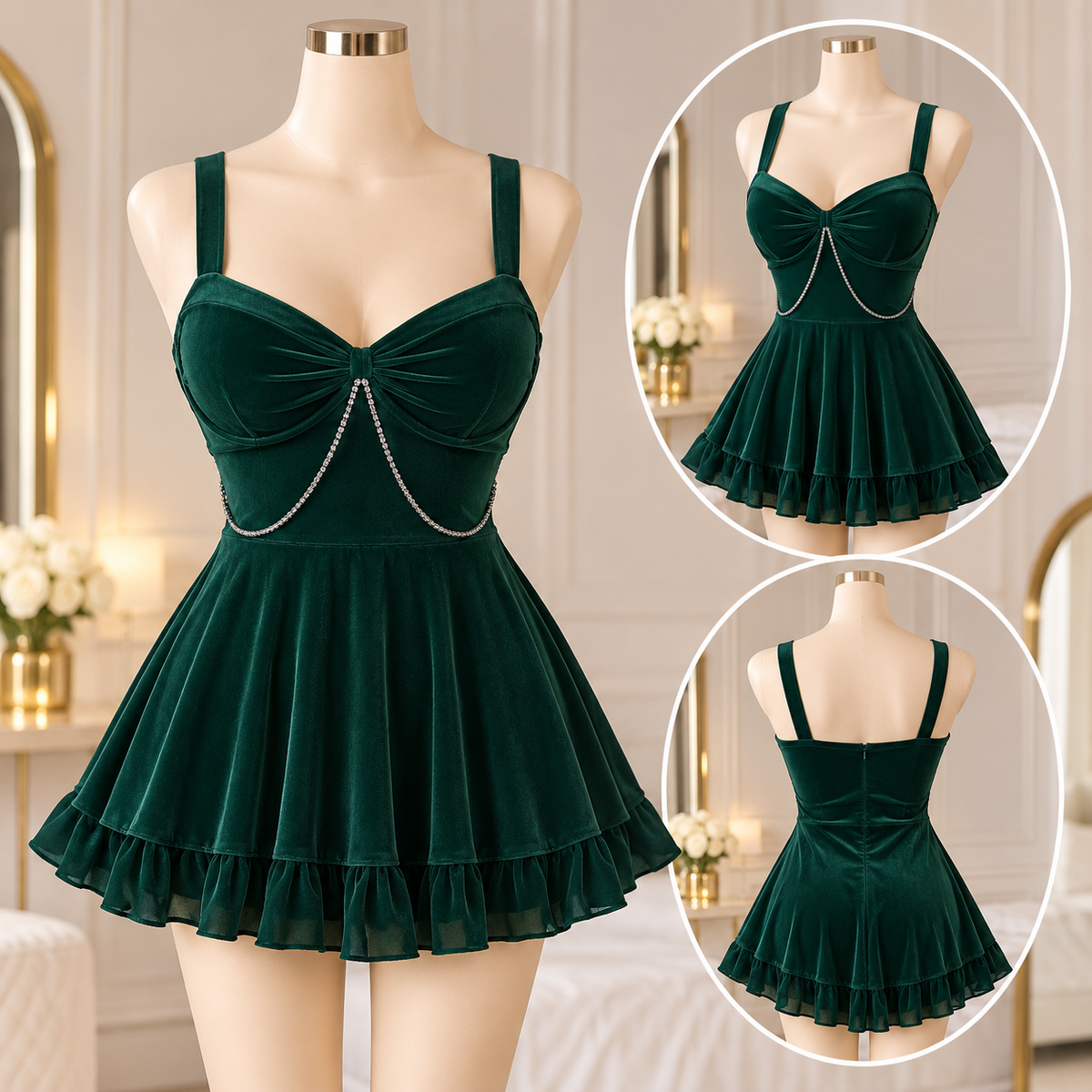Emerald Green Short Nightdress