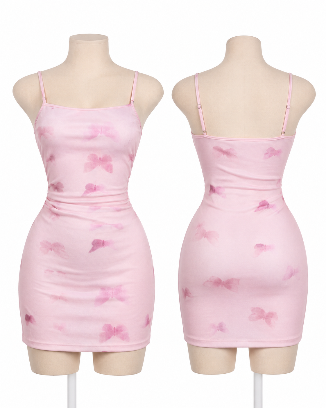 Women’s Beige Butterfly Print Bodycon Mini Dress