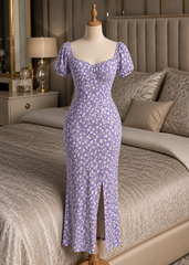 Lilac Floral Midi Dress