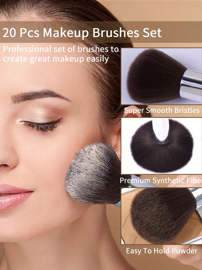 SheIn Mang Luxury Professional Makeup Brush Set 21 Pieces - Black 
