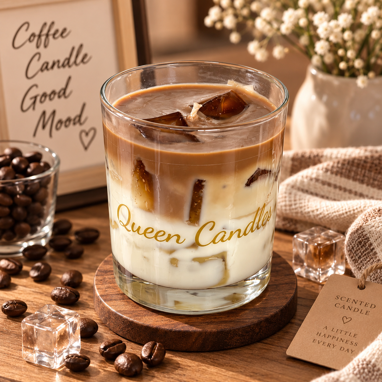 Iced Coffee Scented Glass Candle