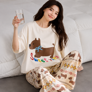 Cute Dog Print Women's Pajama Set