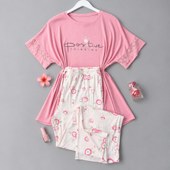 Pink Lace Women's Pajama Set