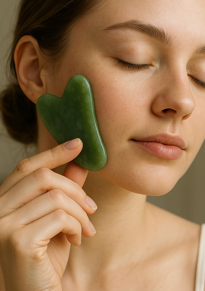 Jade Roller and Gua Sha Facial Massage Set - 2 Pcs