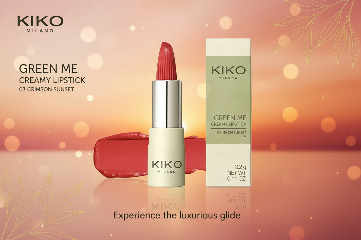 KIKO Milano Green Me Creamy Lipstick 03 Crimson Sunset Marketing Image