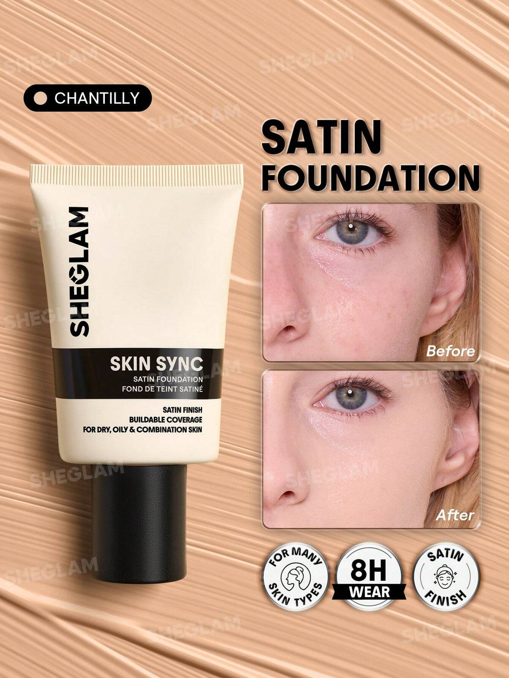 sheglam skin sync satin foundation 30g