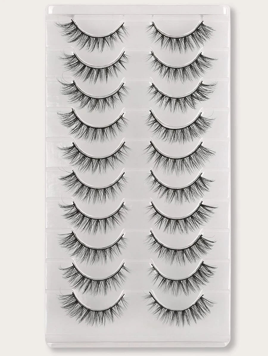  shein 10pairs 3d Fluffy Soft Cross Style Eyelashes