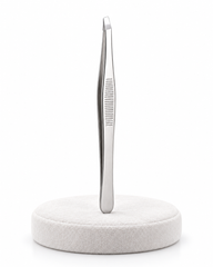 silver-colored stainless steel eyebrow tweezer