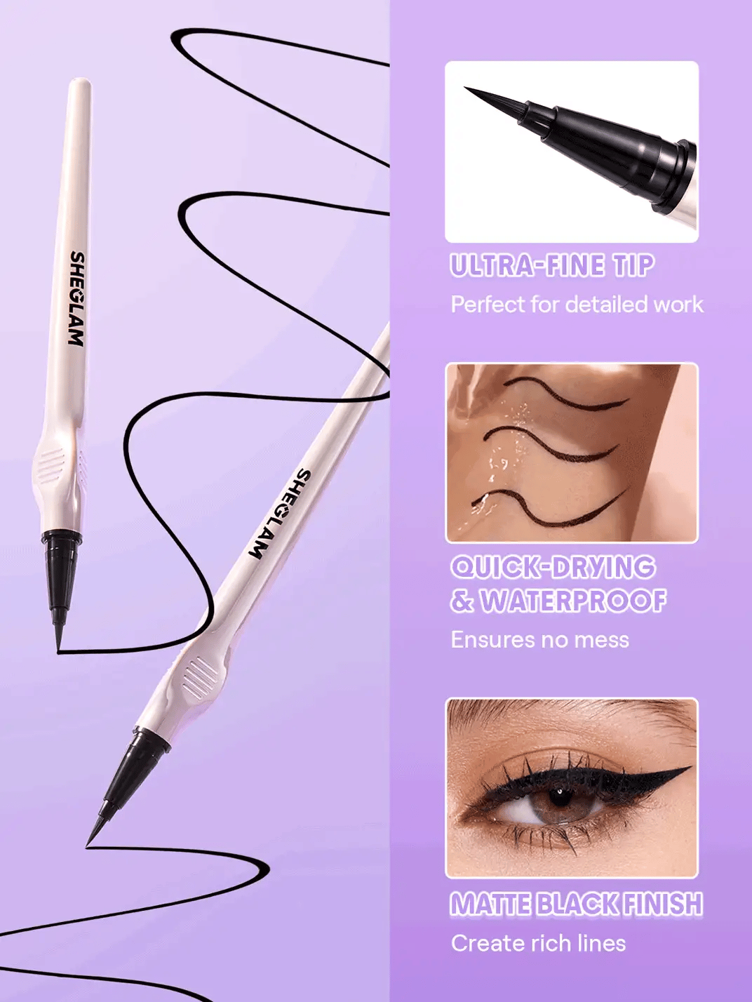 Sheglam Glide Control Liquid Eyeliner Matte Black