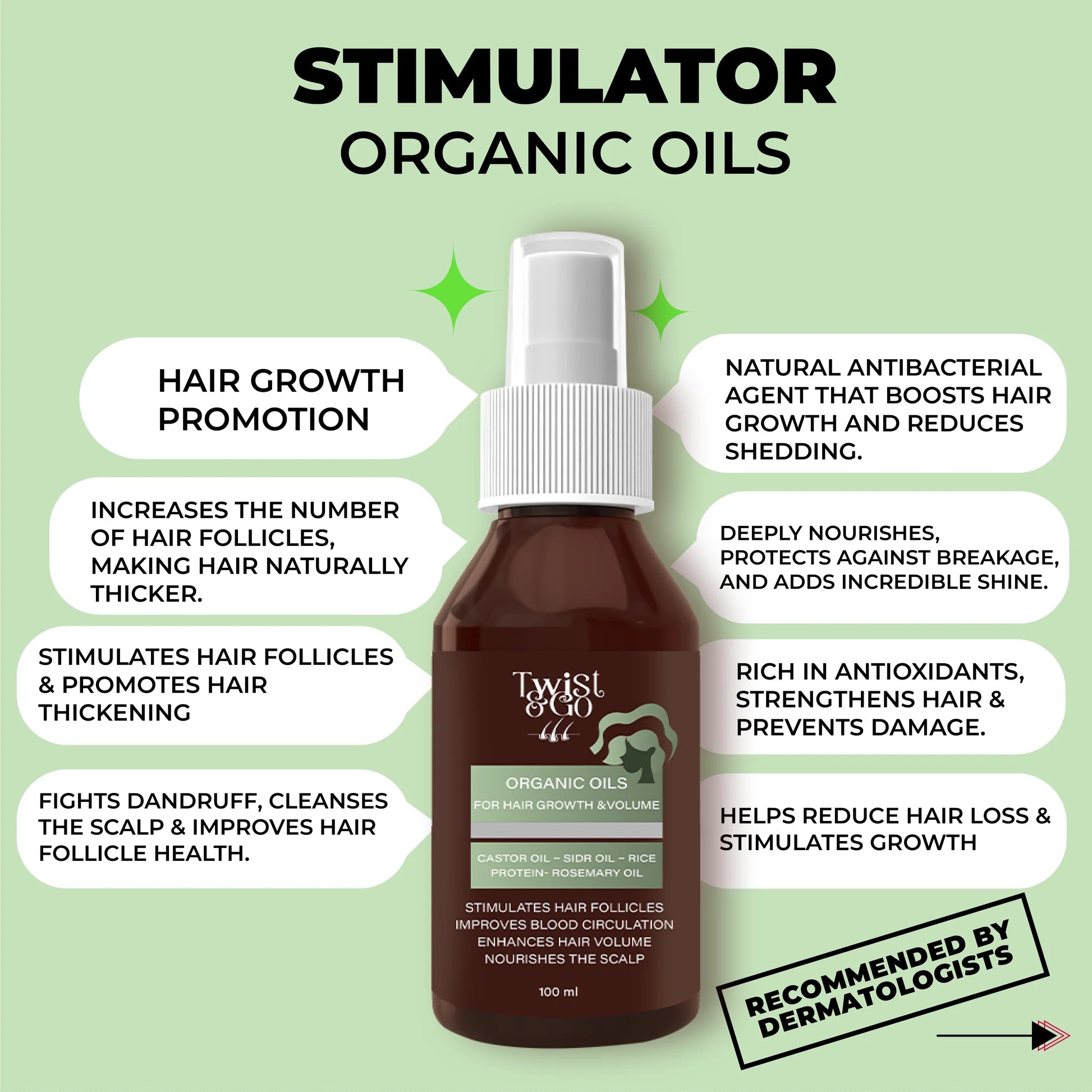 Twist and GO Organic Oils Stimulator For hair growth and volume 100ml