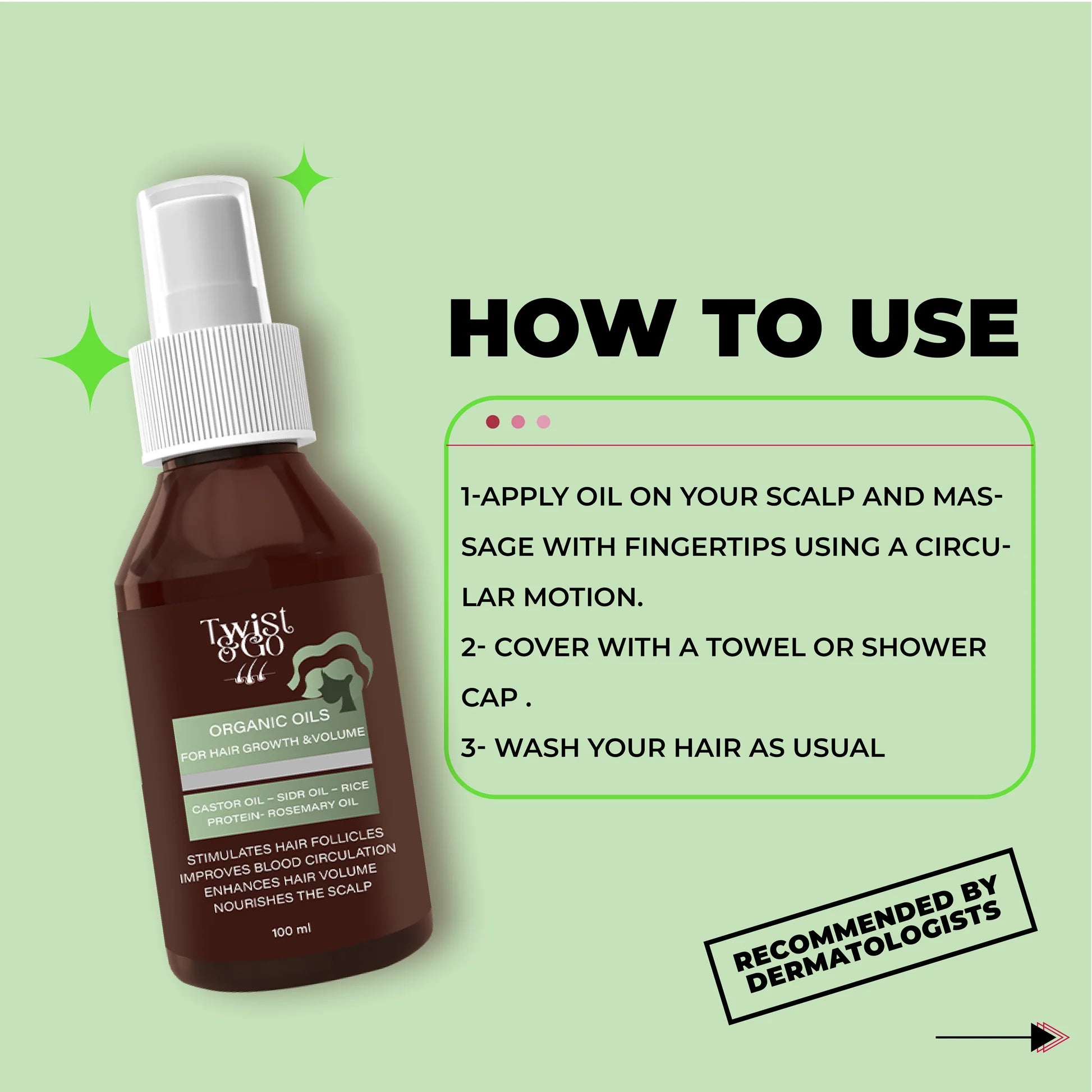 Twist and GO Organic Oils Stimulator For hair growth and volume 100ml