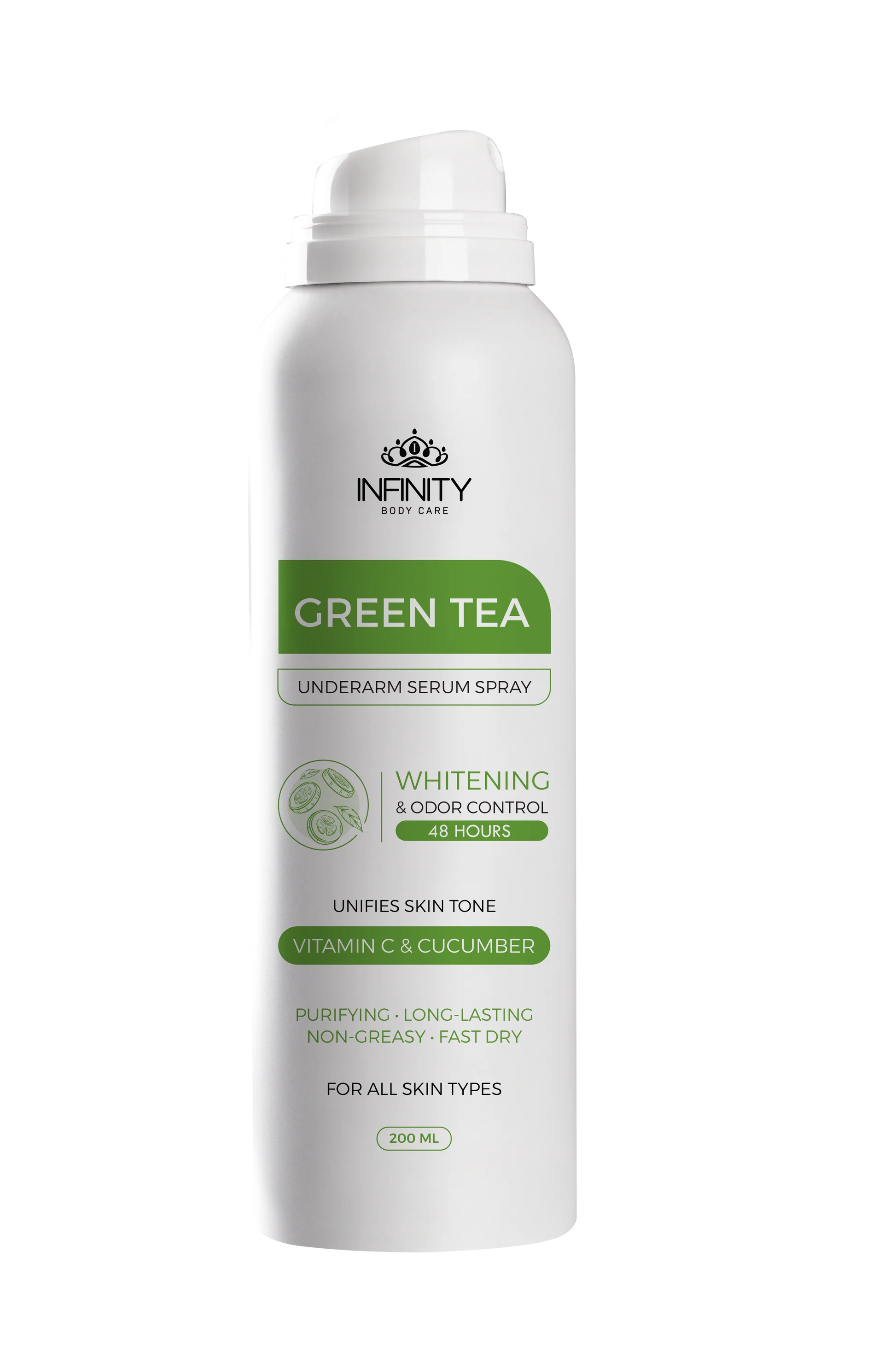Infinity Underarm Serum Spray Green Tea & Cucumber 200 Ml