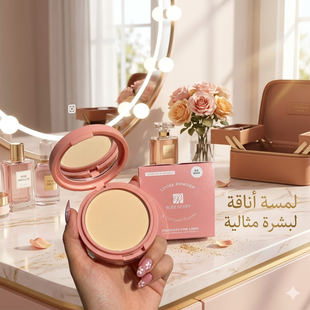 ROSE BERRY Stays Color True Loose and Compact Powder