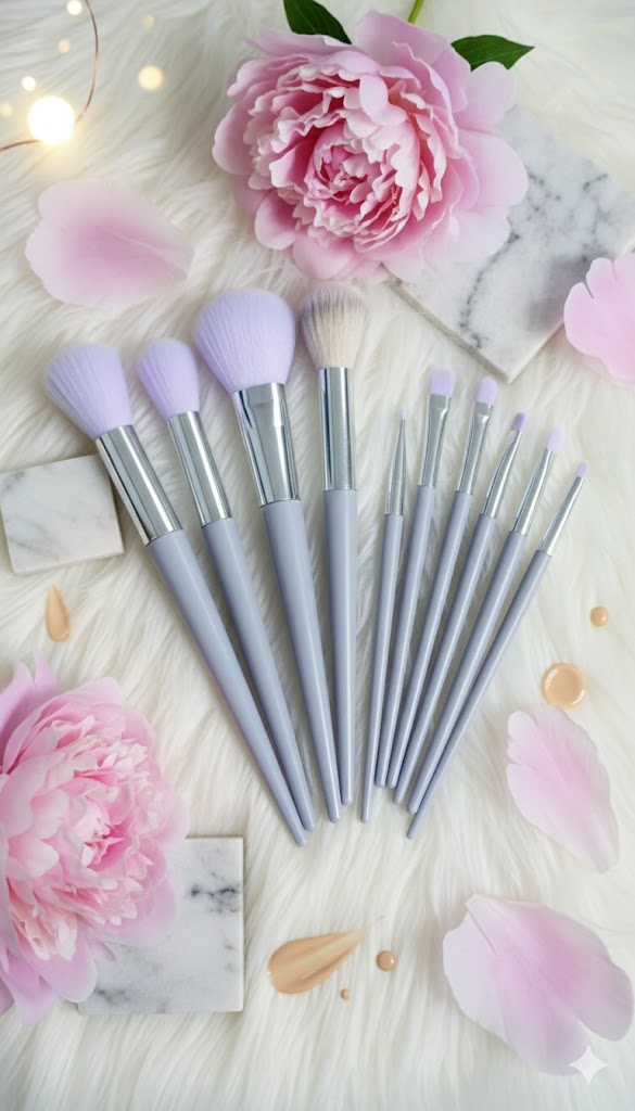 Shein 13piece dark purple makeup brush set