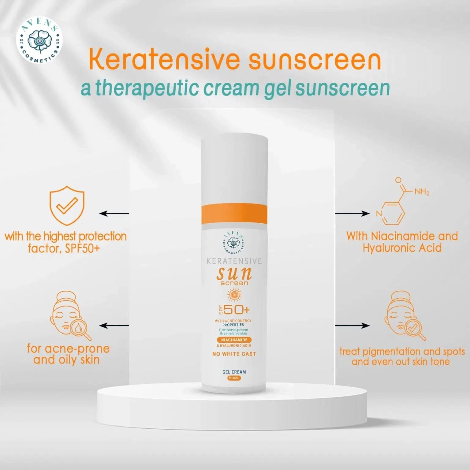 Avens Keratensive Sunscreen Niacinamide for Oily Skin