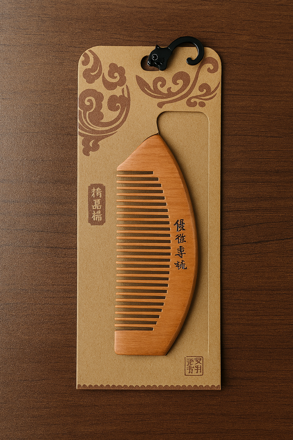 wooden hair styling comb