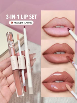 Sheglam 3 in 1 Lip Kit - Soft 90's Glam and Moody Taupe Lip Liner