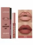   shein LANGMANNI Liquid Lipcolor 2pcs Lip Gloss + Lipliner Waterproof