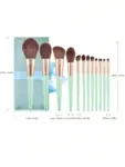 12pcs Green Makeup Brush Set + Brush Case from shein