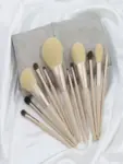 12pcs Makeup brush set + Pink PU envelope storage bag Ultra from SHEIN