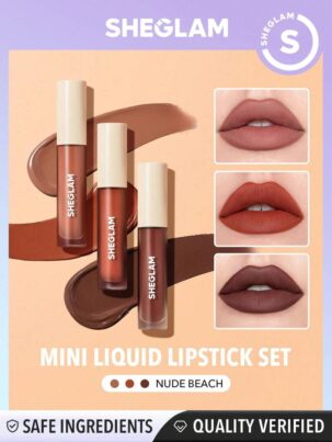 SHEGLAM Matte Allure Mini Liquid Lipstick Set-Nude Beach 3 Pcs