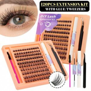 Shein Huicop DIY Eyelash Extensions Kit 120 Pcs glue+Tweezers