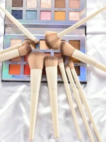 Shein 10pcs Makeup Brush Set In Beige