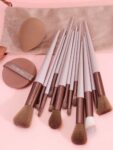 Shein 13 pcs makeup brush set + 2 brown makeup sponges