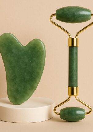 2Pcs Anti-Aging Jade Roller Massage And Gua Sha Facial