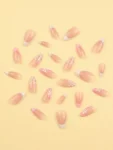Shein 24pcs Summer Model Short Nails Pink French