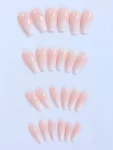 Shein 24pcs Short Coffin Shape Pink Nail