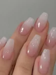 Shein 24pcs Short Coffin Shape Pink Nail