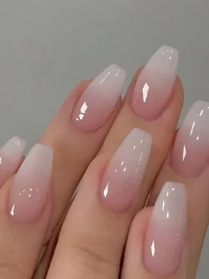 Shein 24pcs Short Coffin Shape Pink Nail