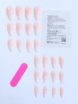 Shein 24pcs Short Coffin Shape Pink Nail