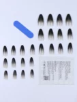 Shein 24pcs natural delicate Black French Tip Press On Nails Short