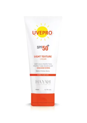 HAYAH UVEPRO Light Texture Cream SPF 50+ 50ml حیاه یوفیبرو صن سكرین لایت +٥٠حمایة ٥٠مل عادیة/جاف