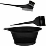 3-Pieces Hair Dye Set With Hair Color Brush and Mixing Bowl -Black
