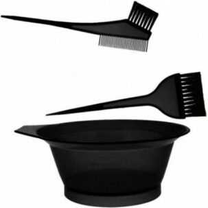 3-Pieces Hair Dye Set With Hair Color Brush and Mixing Bowl -Black