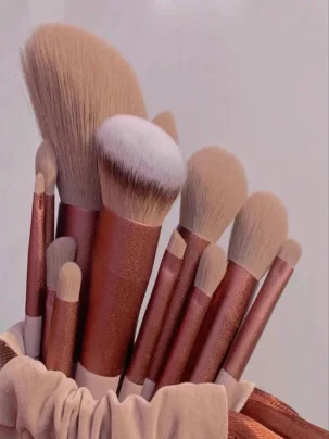 Shein 13pcs brown Makeup Brushes with bag