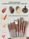 Shein 13pcs brown Makeup Brushes with bag