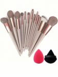 Shein 13pcs brown Makeup Brushes + spong and puff