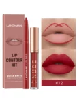 LANGMANNI Liquid Lipcolor 2pcs Lip Gloss And Lipliner