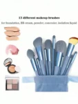 Shein 13pcs Blue Makeup Brushes Set + 2 Sponge