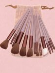 Shein 13pcs brown Makeup Brushes + Puff And Sponge