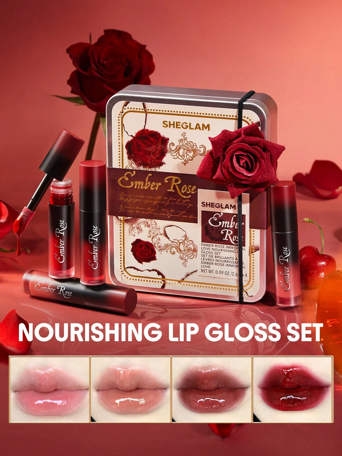 Sheglam Ember Rose Immortal Love Nourishing Lip Gloss Set Sheglam Ember Rose Immortal Love Nourishing Lip Gloss Set