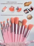 Shein 13pcs pink Makeup Brushes + Puff And Sponge